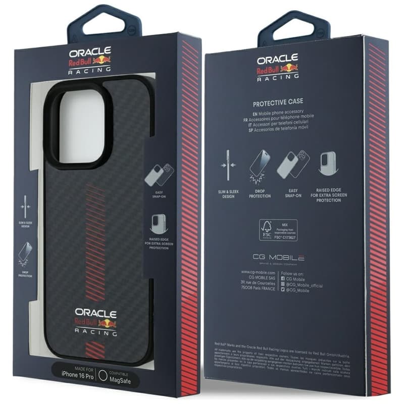 Red Bull Carbon Fiber Power Bar MagSafe - iPhone 16 Pro Case (Black) 8