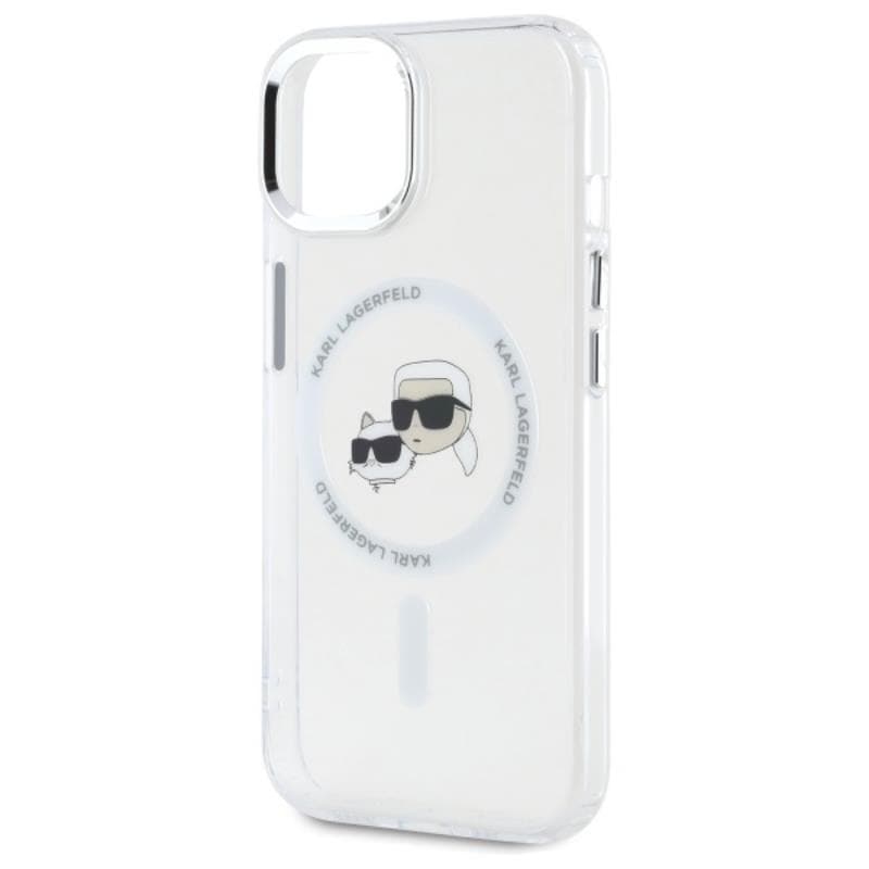 Karl Lagerfeld IML Metal Karl & Choupette Head MagSafe - Case for iPhone 15 (White) 6