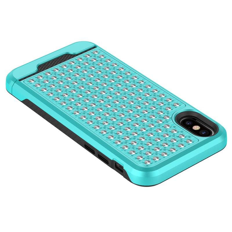 Zizo Star Diamond Hybrid Cover for iPhone X (Teal/Black) 2