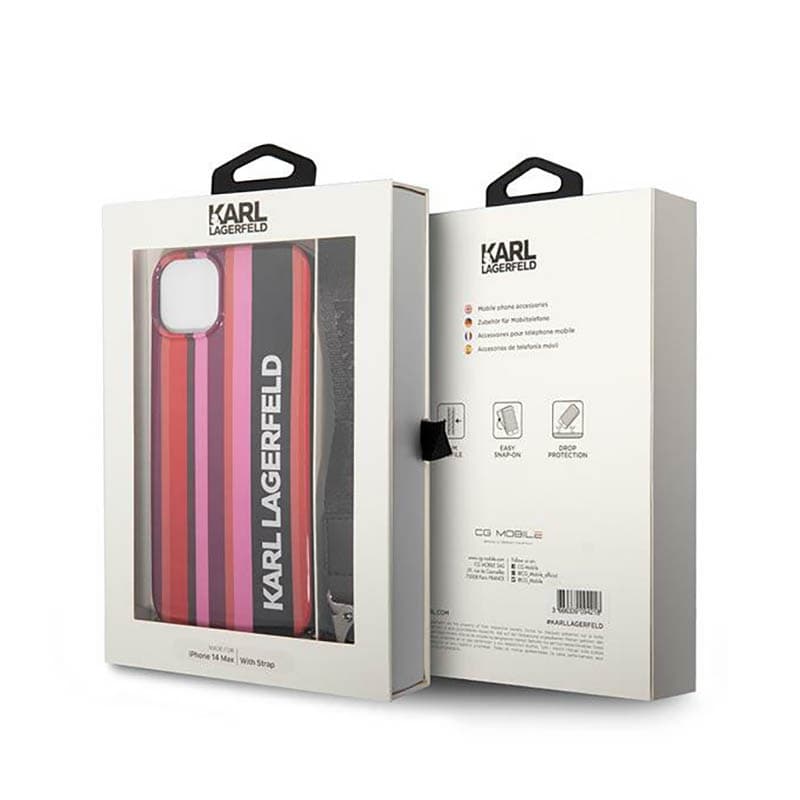 Karl Lagerfeld Color Stripes Strap - Case for iPhone 14 (Pink) 7