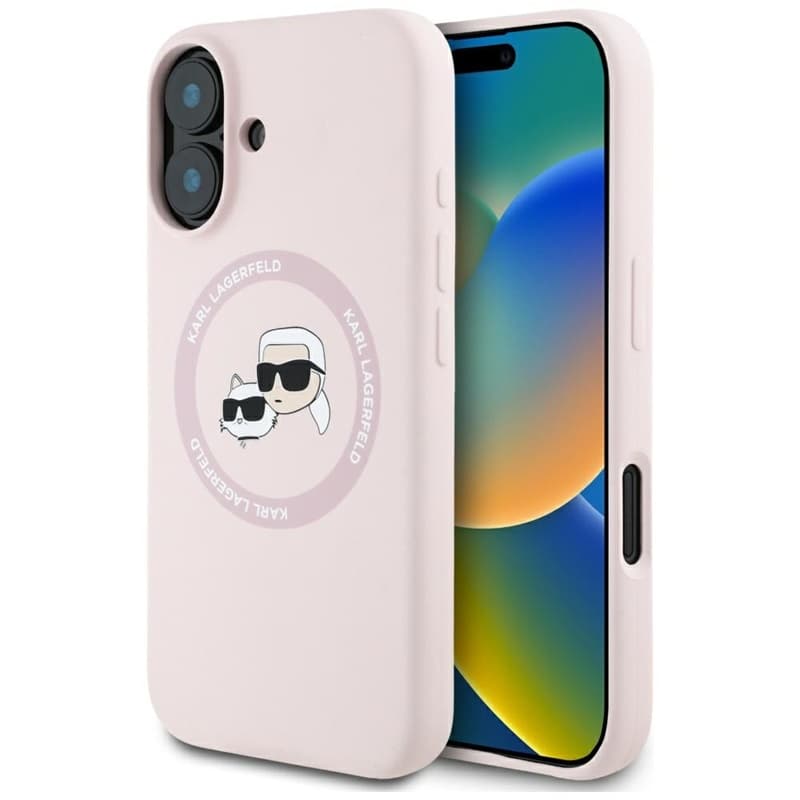 Karl Lagerfeld Silicone Double Heads And Circle MagSafe - Case for iPhone 16 (pink)