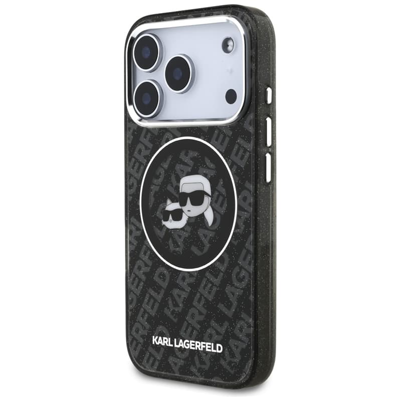 Karl Lagerfeld IML Glitter Karl & Choupette Heads Logo MagSafe - Case for iPhone 17 Pro (black) 2