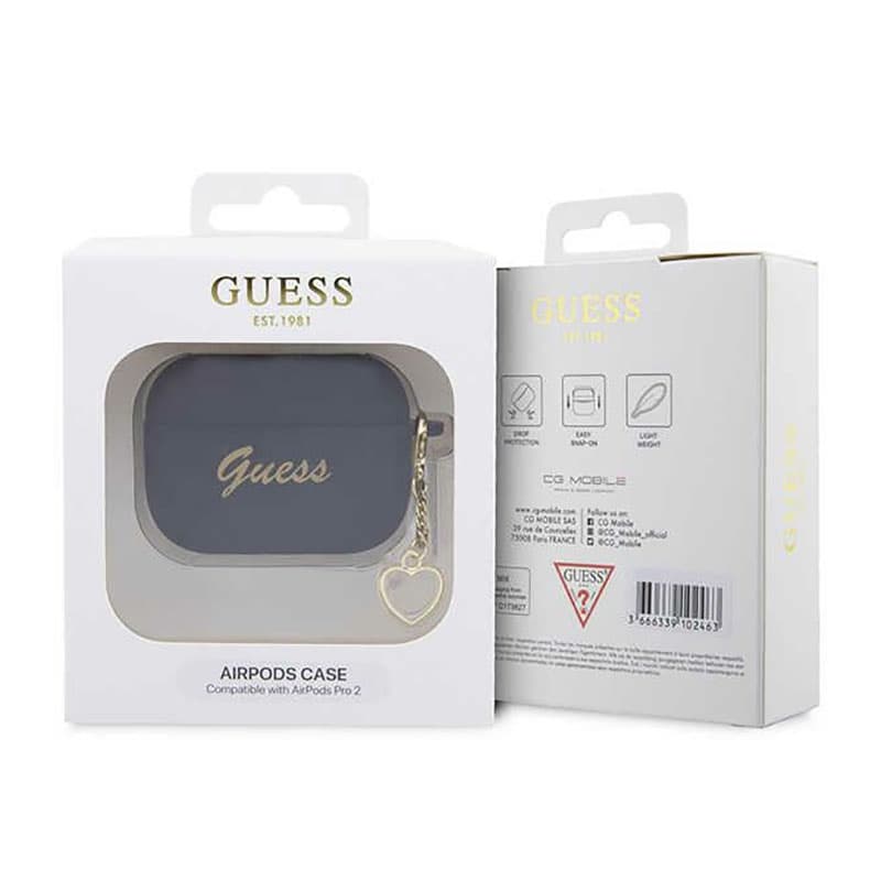 Guess Silicone Heart Charm - Case for Apple AirPods Pro 2 (Black) 4
