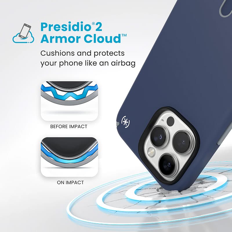 Speck Presidio2 Pro ClickLock & MagSafe - iPhone 16 Pro Max Case (Coastal Blue / Dust Gray / White) 4