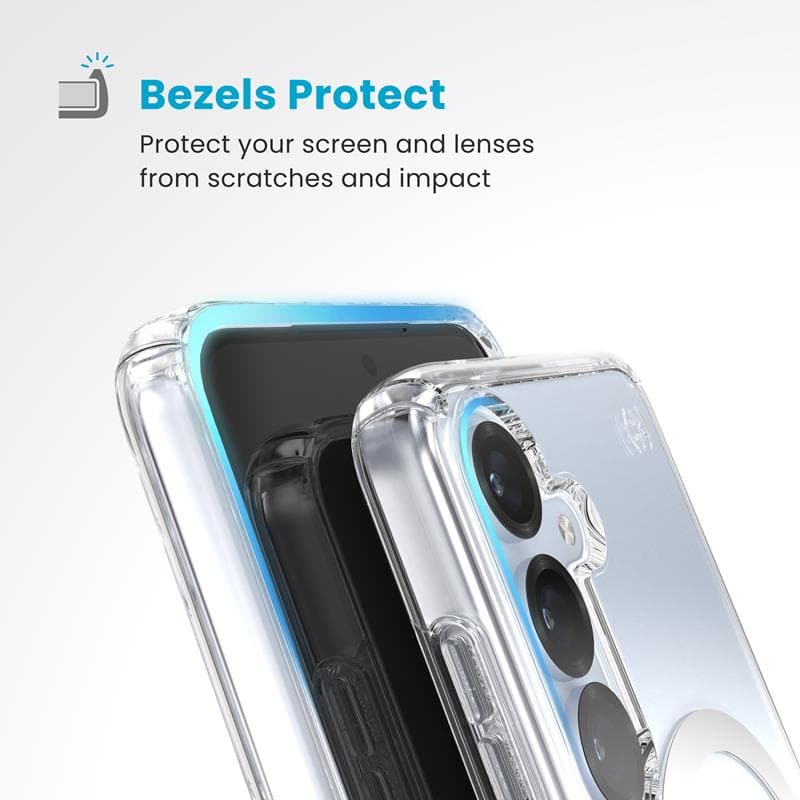 Speck Presidio Perfect-Clear Magnet - Case for Samsung Galaxy S25 / S24 MagSafe (Clear / Chrome Finish / Serene Silver) 5