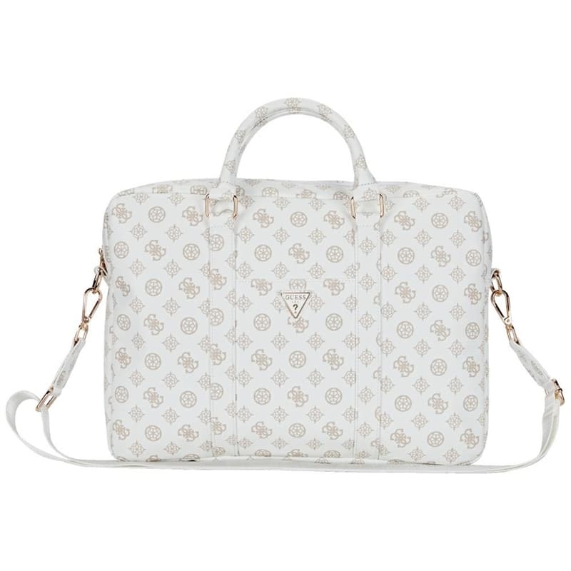 Guess 4G Peony Front Pocket Zipper Triangle Logo - Laptop Bag 16" (white)