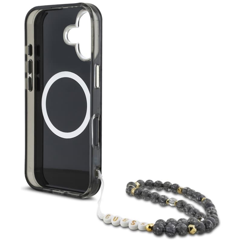 Guess Palm Trees Triangle Pearl Strap MagSafe - Case for iPhone 16 (black) 6