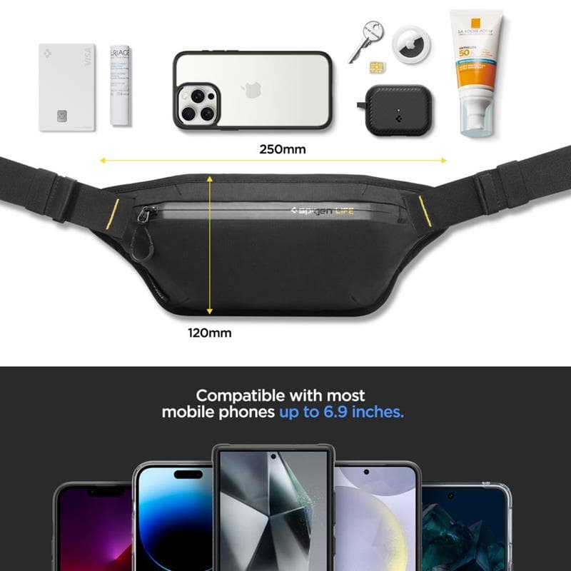 Spigen KD411 Waist Bag Klasden - Phone Pouch / Waist Bag (Black) 7