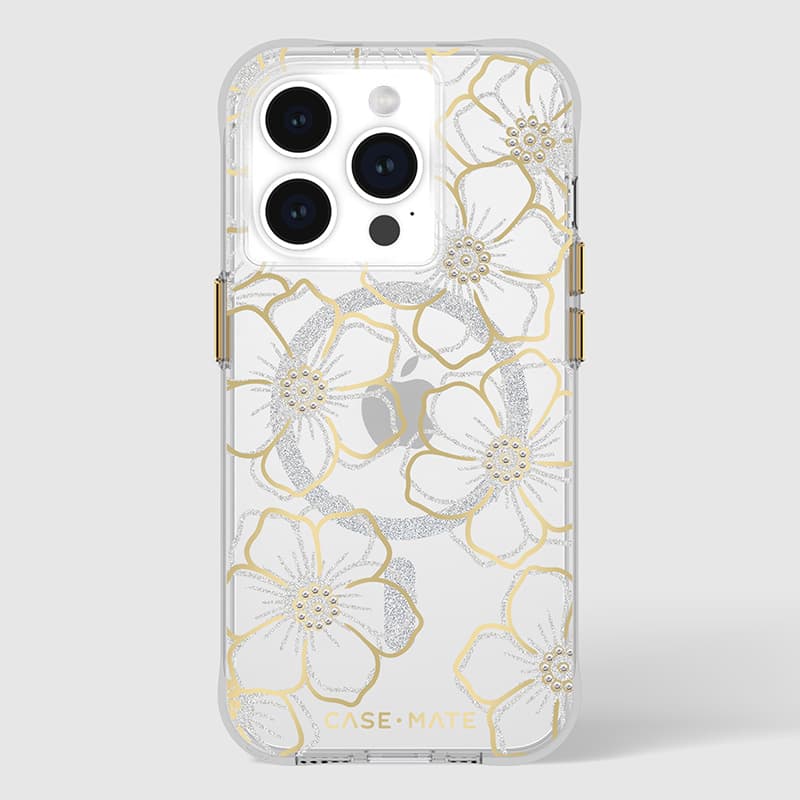 Case-Mate Floral Gems MagSafe - iPhone 15 Pro Case (Gold) 6