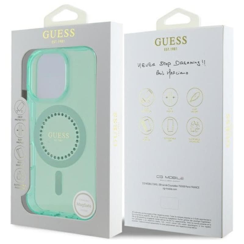 Guess IML Rhinestones MagSafe - Case for iPhone 16 Pro Max (Green) 8