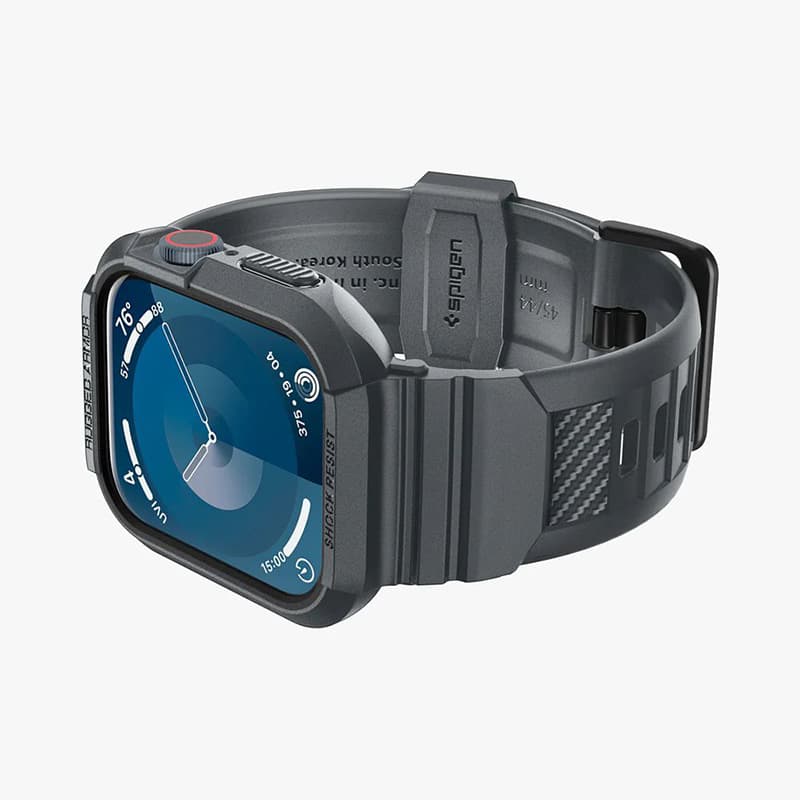 Spigen Rugged Armor Pro - Strap with case for Apple Watch 4/5/6/7/8/9/SE 44/45 mm (Dark Grey) 4