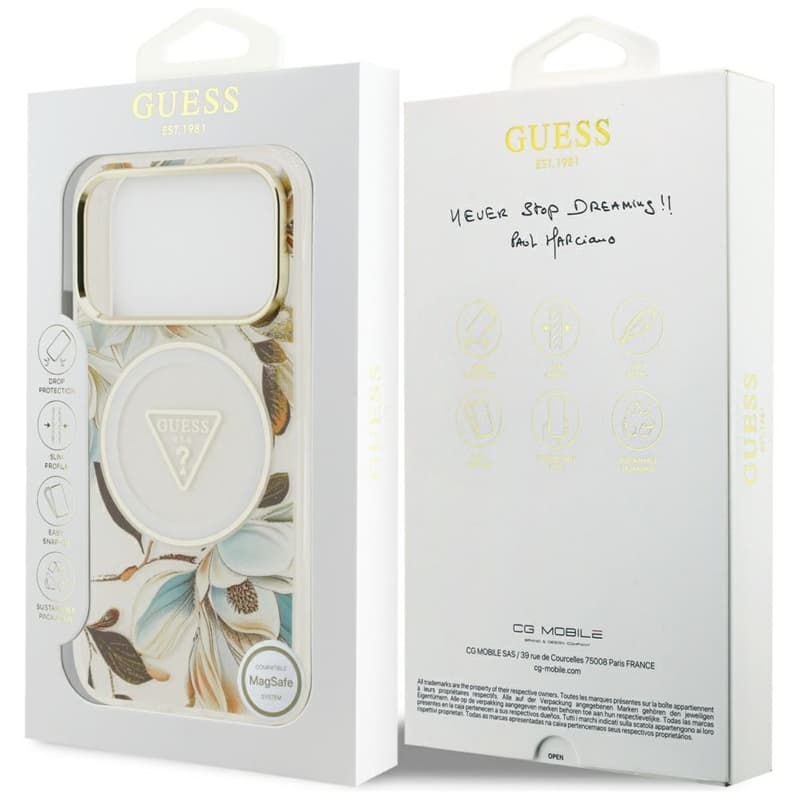 Guess IML Glitter Flowers Triangle MagSafe - Case iPhone 17 Pro (white) 8