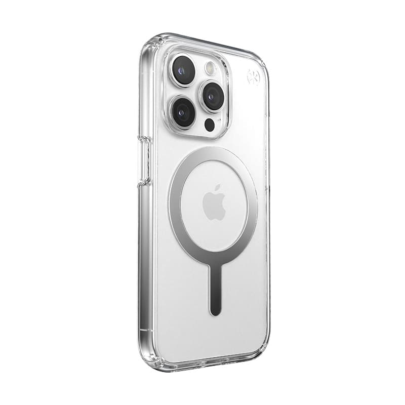 Speck Presidio Perfect-Clear MagSafe - iPhone 15 Pro Case (Clear / Chrome Finish / Serene Silver) 3