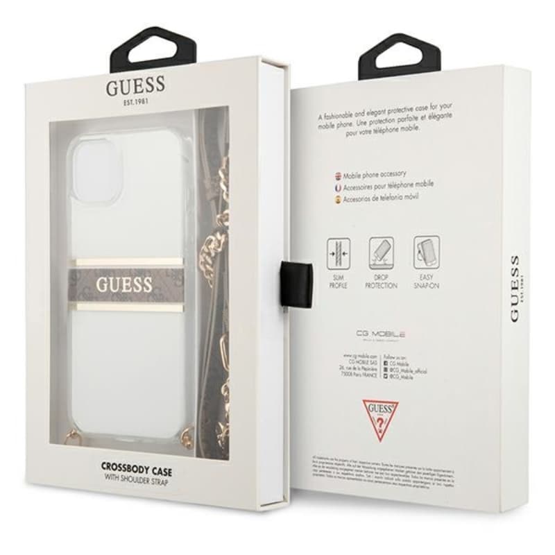 Guess 4G Gold Stripe Crossbody - Case for iPhone 13 mini 8