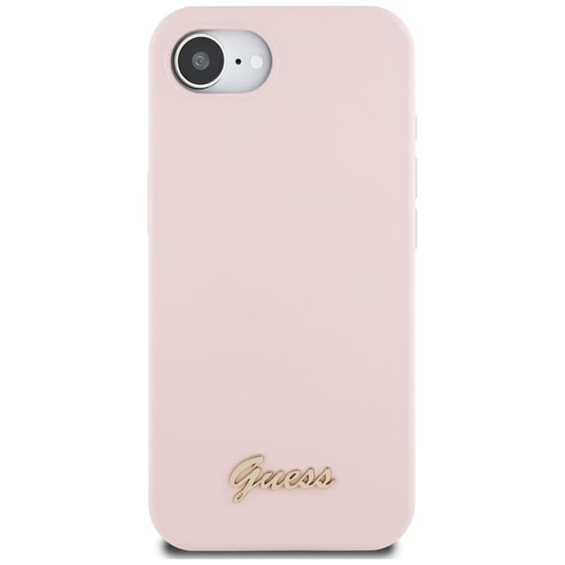 Guess Silicone Script Metal Logo MagSafe - Case for iPhone 16e (pink) 3