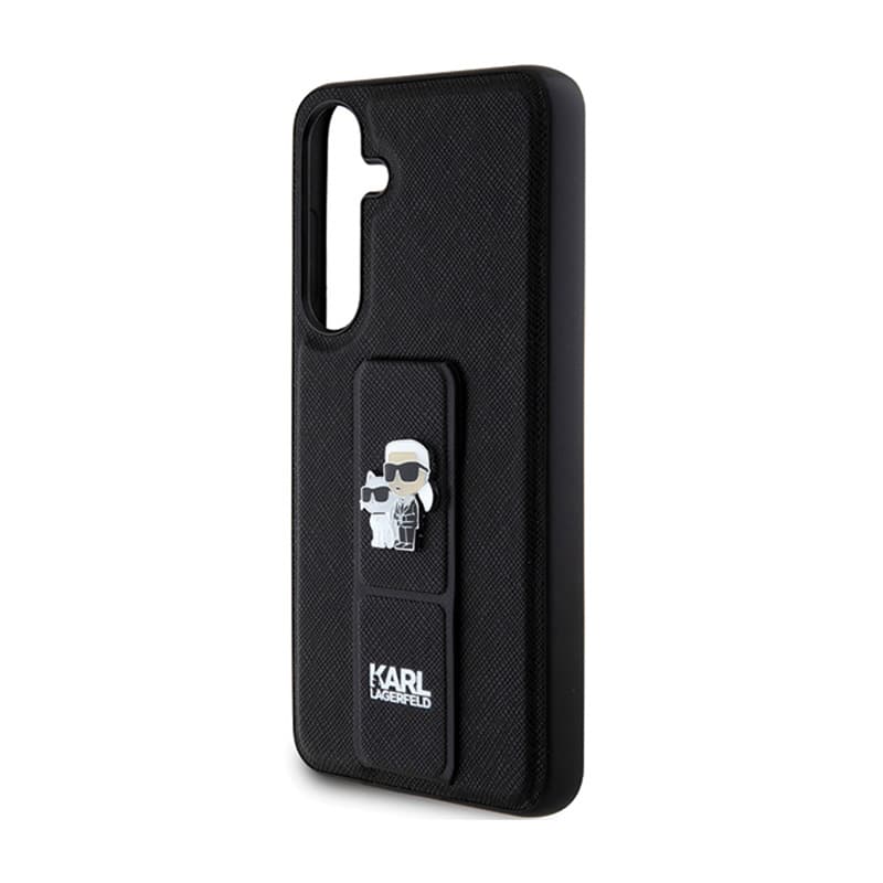 Karl Lagerfeld Gripstand Saffiano Karl & Choupette Pins - Samsung Galaxy S24+ Case (black) 6