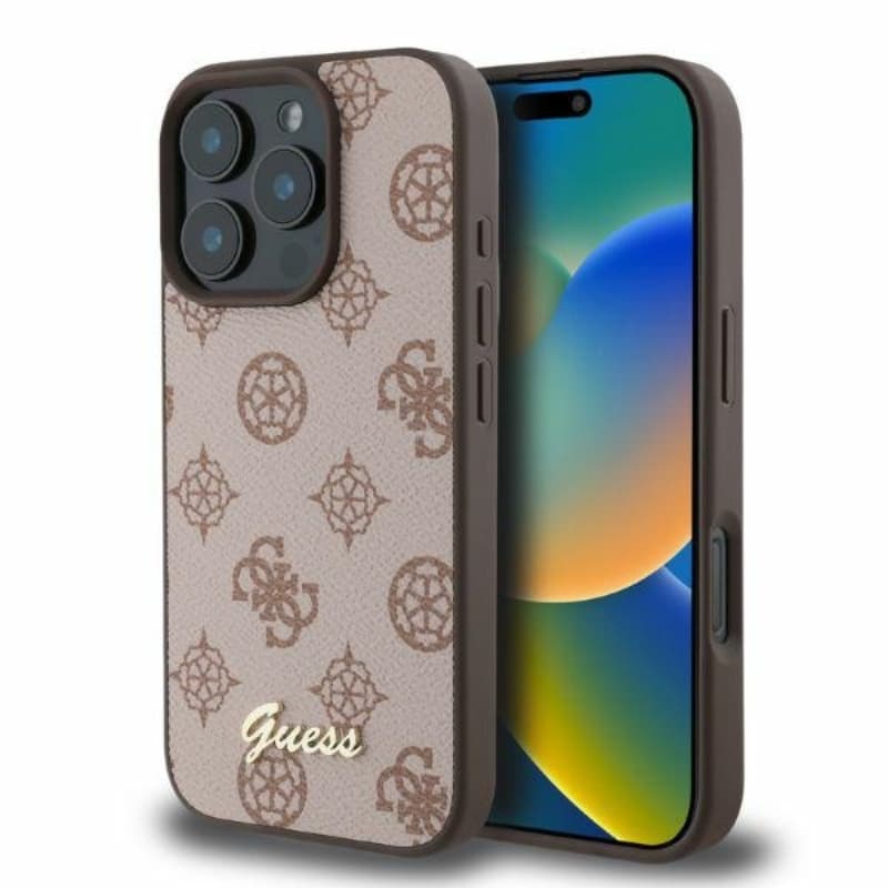 Guess Peony Script MagSafe - Case for iPhone 16 Pro (brown)