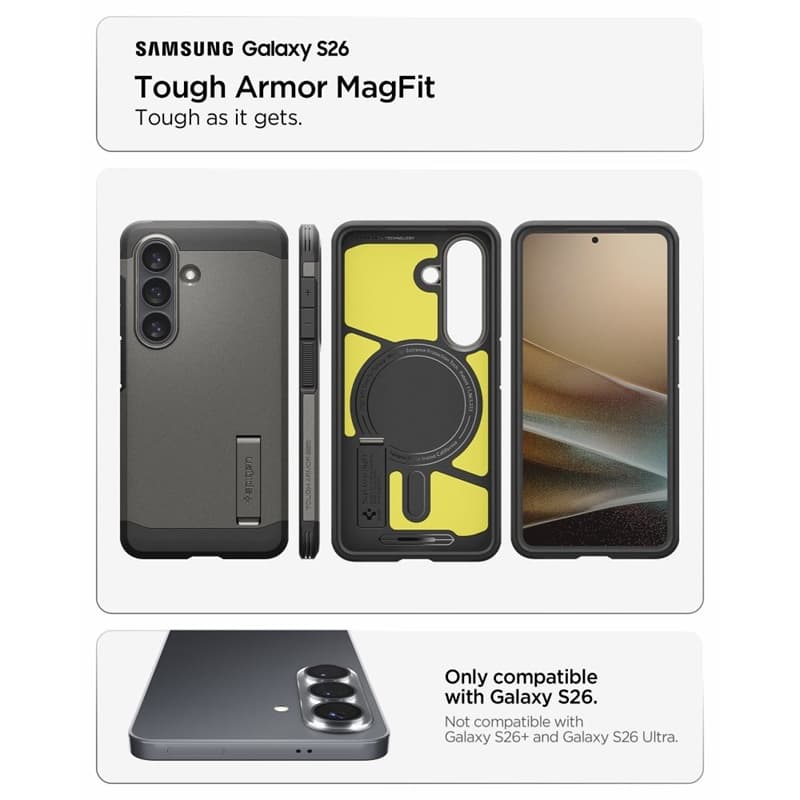 Spigen Tough Armor MagSafe - Case for Samsung Galaxy S26 (Gunmetal) 7