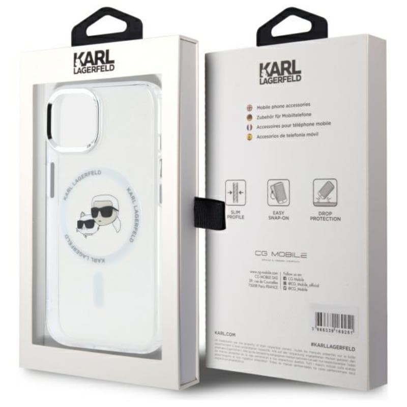 Karl Lagerfeld IML Metal Karl & Choupette Head MagSafe - Case for iPhone 15 (White) 8