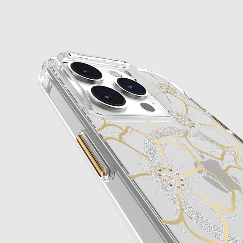 Case-Mate Floral Gems MagSafe - iPhone 15 Pro Case (Gold) 7