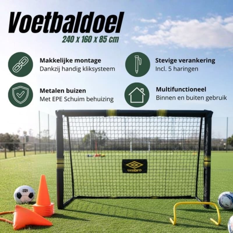 Umbro - Metal football goal with net 240x160x85 cm 7