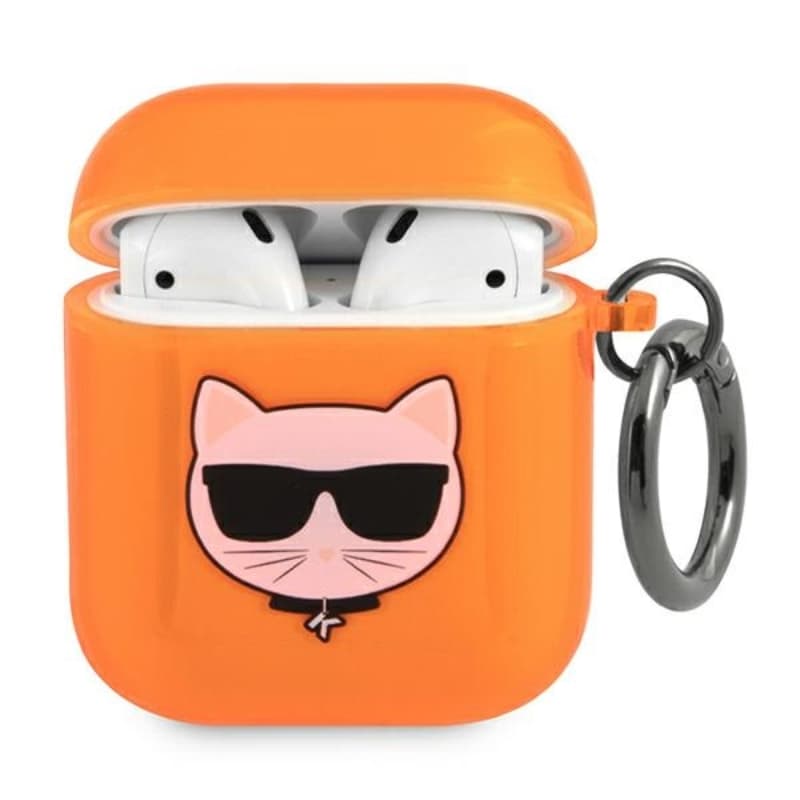 Karl Lagerfeld Choupette Head - Case for Airpods (fluo orange) 1