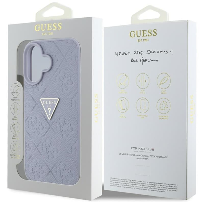 Guess Hot Stamp 4G Pattern Triangle Metal Logo - Case for iPhone 16 (purple) 8
