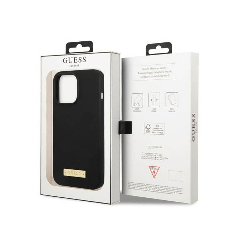 Guess Silicone Logo Plate MagSafe - Case for iPhone 13 Pro Max (Black) 8