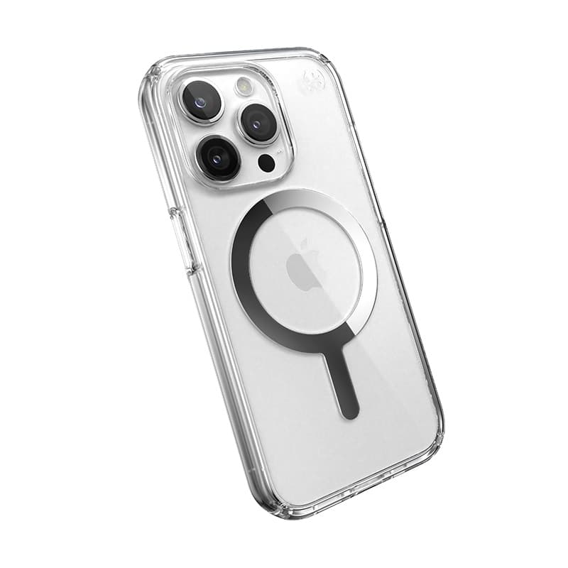 Speck Presidio Perfect-Clear MagSafe - iPhone 15 Pro Case (Clear / Chrome Finish / Serene Silver) 4