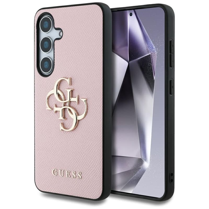 Guess Grained Big 4G Logo Small Classic Logo - Case for Samsung Galaxy S25+ (pink)