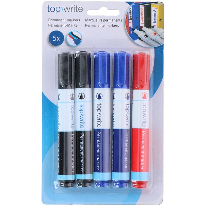 Topwrite - Set of permanent markers 5 pcs. (Black/Blue/Red) 2
