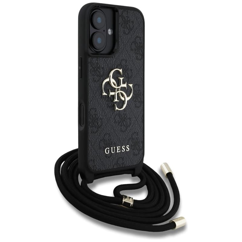 Guess 4G Big Logo Cord Strap Crossbody - Case for iPhone 16 Plus (black) 3