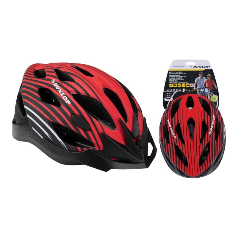 Dunlop - Adjustable MTB Bike Helmet Size M 55-58 cm (Red-Black)
