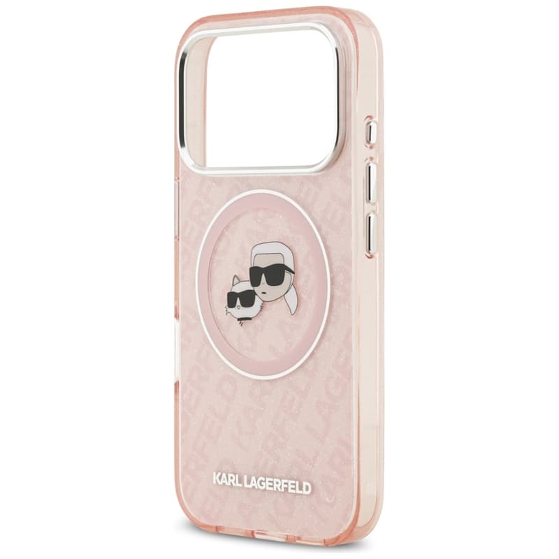 Karl Lagerfeld IML Glitter Karl & Choupette Heads Logo MagSafe - Case for iPhone 17 Pro (pink) 6