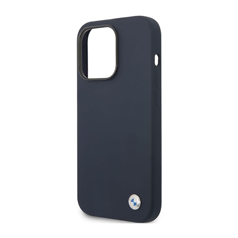 BMW Liquid Silicone Case Metal Logo - Case for iPhone 14 Pro (Navy Blue) 6