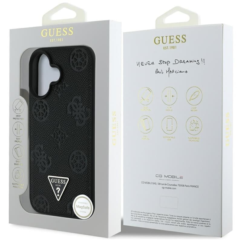 Guess Grained Hot Stamp Peony Triangle Logo MagSafe - Case for iPhone 16 (black) 8