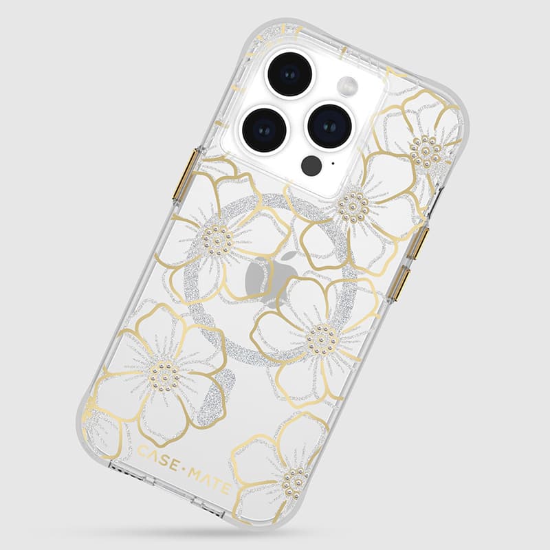 Case-Mate Floral Gems MagSafe - iPhone 15 Pro Case (Gold) 8