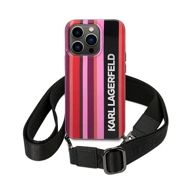 Karl Lagerfeld Color Stripes Strap - Case for iPhone 14 Pro Max (Pink) 2