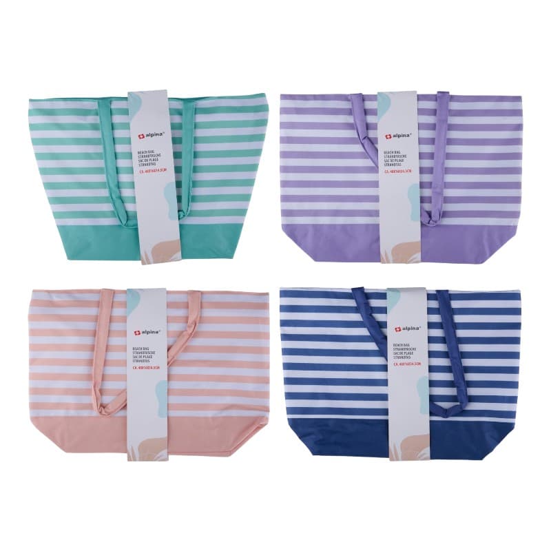Alpina - Striped Beach Bag 49.3x16x34 cm (Apricot / White) 3