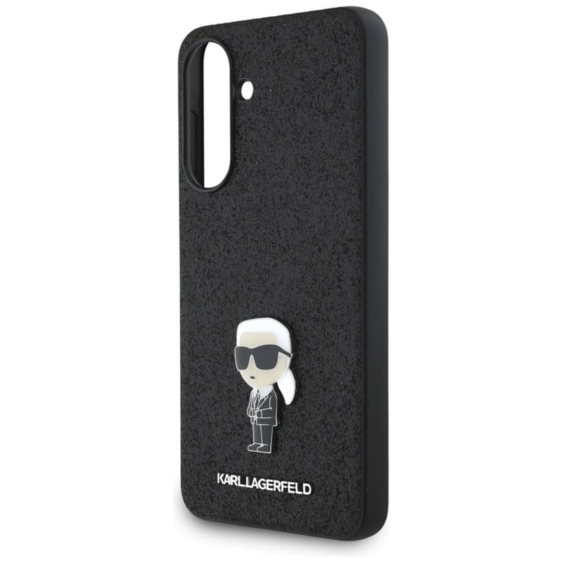 Karl Lagerfeld Fixed Glitter Ikonik Logo Metal Pin - Case for Samsung Galaxy A36 5G (black) 5