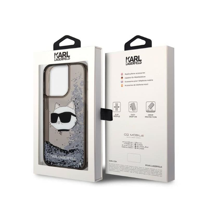 Karl Lagerfeld Liquid Glitter NFT Choupette Head - Case for iPhone 14 Pro Max (Black) 8