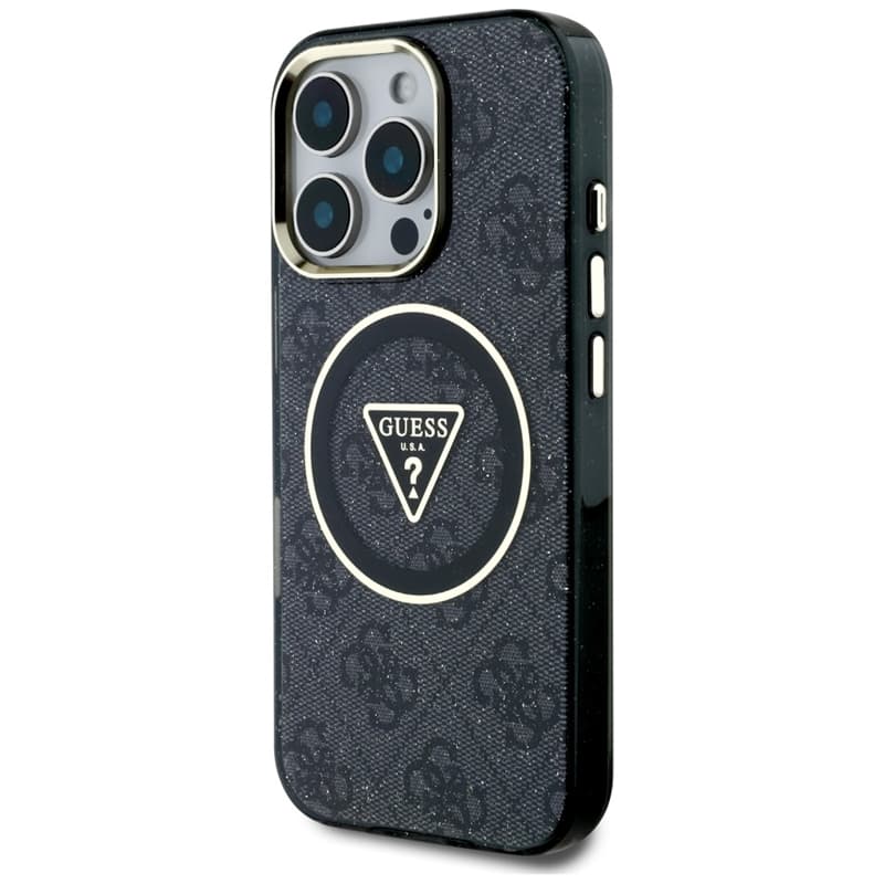 Guess IML Metal Glitter 4G Circle Triangle MagSafe - Case for iPhone 16 Pro Max (black) 2