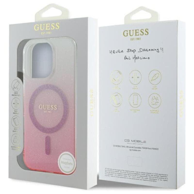 Guess IML Glitter Gradient MagSafe - Case for iPhone 16 Pro (Pink) 8