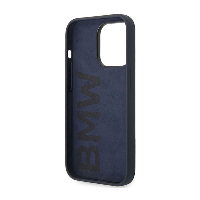 BMW Liquid Silicone Case Metal Logo - Case for iPhone 14 Pro (Navy Blue) 7