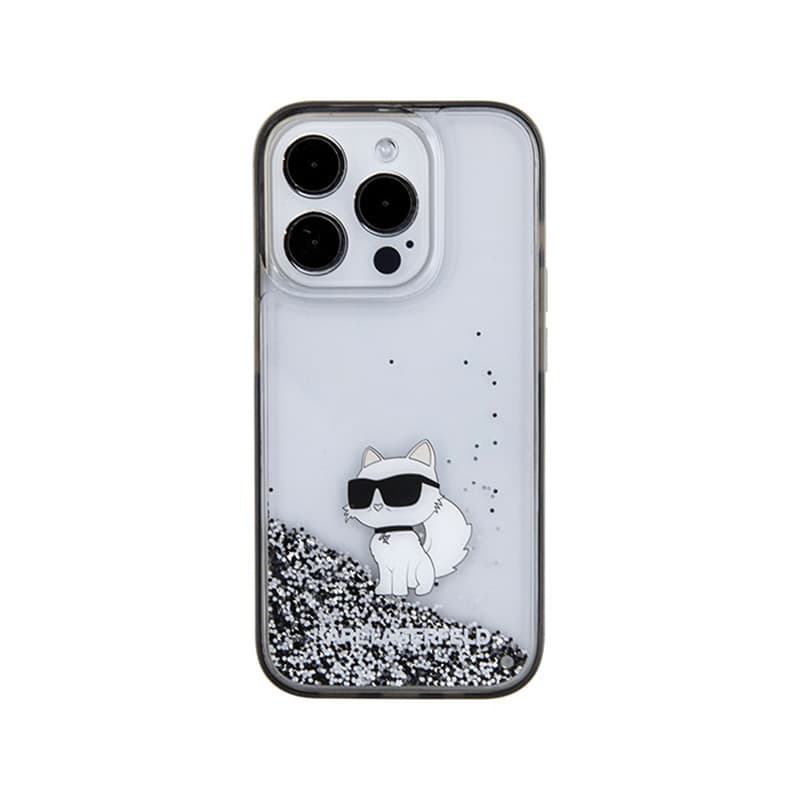 Karl Lagerfeld Liquid Glitter Choupette - iPhone 15 Pro Case (Transparent) 3