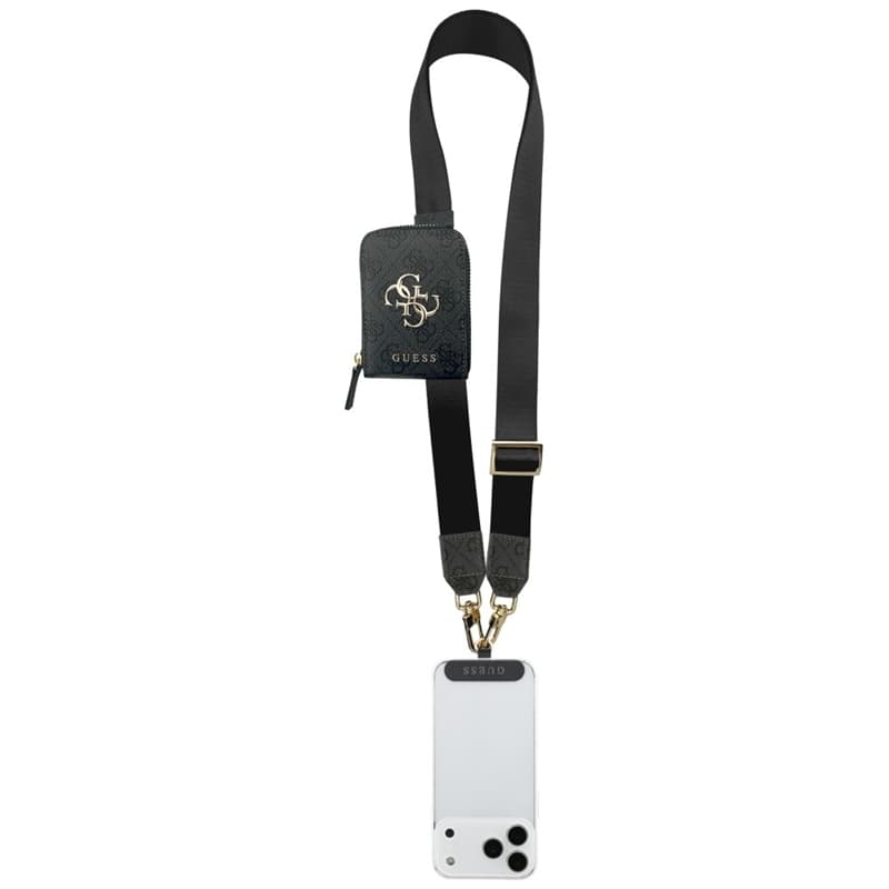 Guess 4G Metal Logo Universal Crossbody Phone Strap Small Purse - Lanyard/Shoulder Strap with Phone Wallet (Black) 2