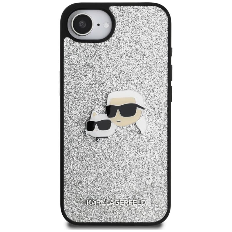 Karl Lagerfeld Fixed Glitter Karl & Choupette Heads Metal Pin - Case for iPhone 16e (silver) 3