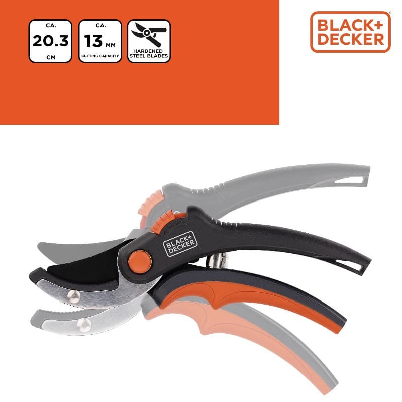 Black&Decker - Garden Shears for Flowers / Hedges with Hardened Steel Blade 8
