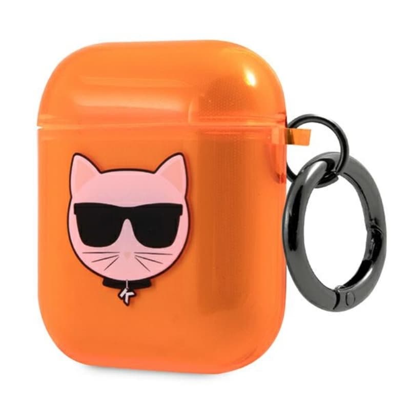 Karl Lagerfeld Choupette Head - Case for Airpods (fluo orange) 3