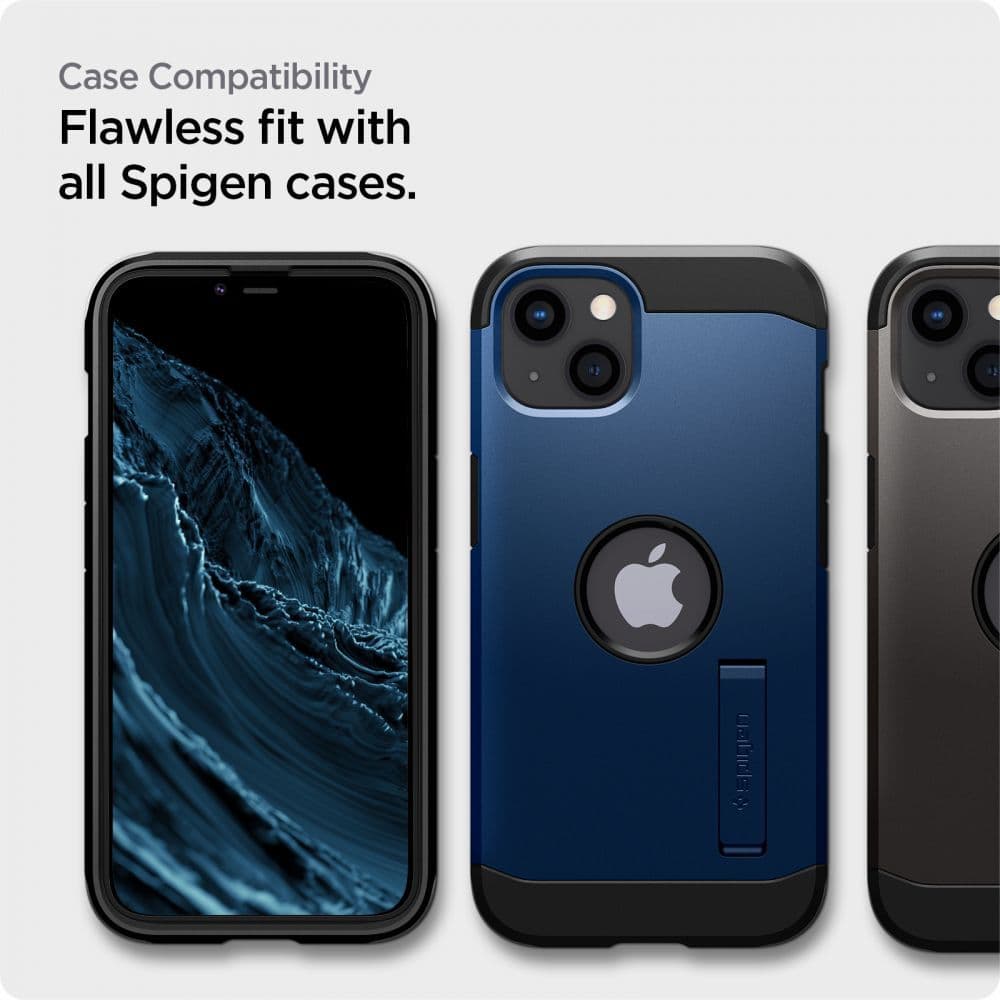 Spigen Alm Glass FC - Tempered Glass for iPhone 17e / 16e / 14 / 13 / 13 Pro (Black Frame) 8